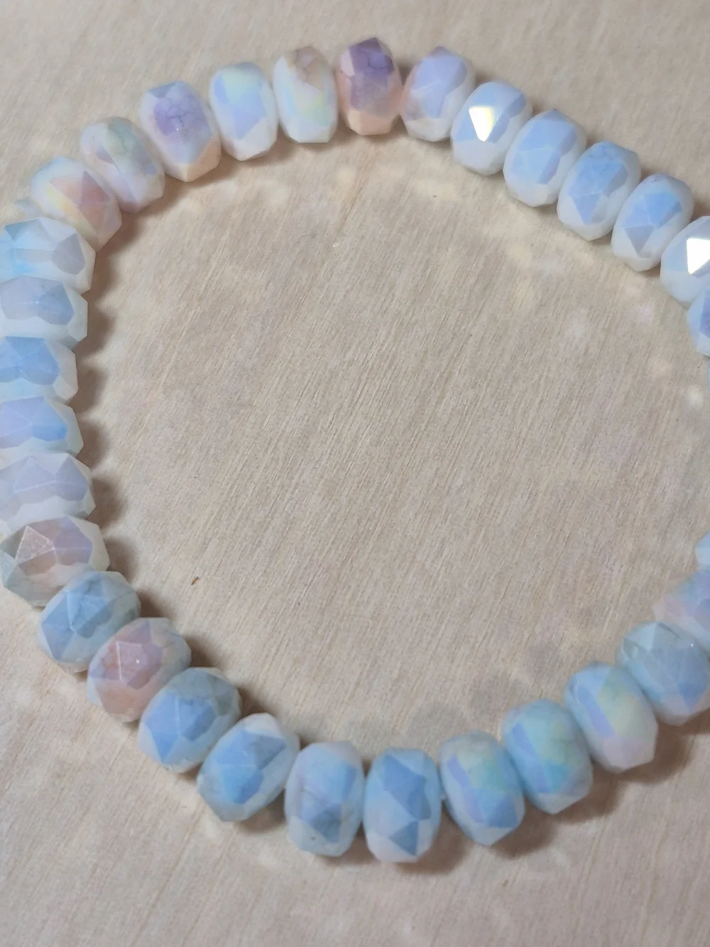 🩷💜NEW🩷💜 PRETTY!! Faceted MOSS AGATE With MOONSTONE Mix Stretch Bracelet